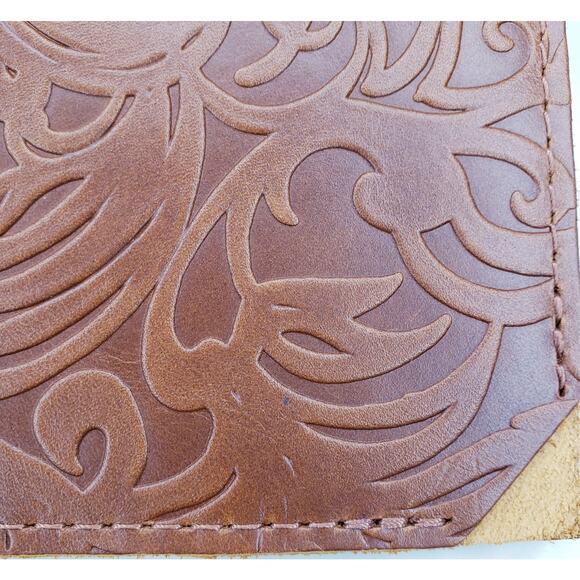 PORTLAND LEATHER GOODS Rancher Wallet Floral Embossed Tooled Leather in Brown - Picture 16 of 16